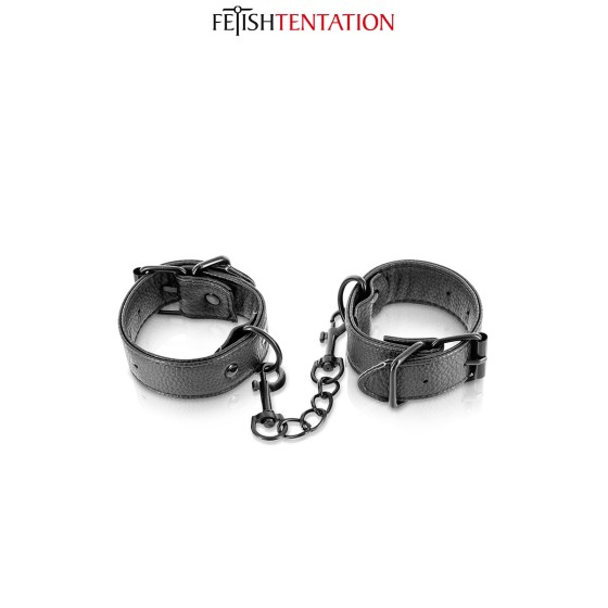 Menottes simili cuir ajustables - Fetish Tentation