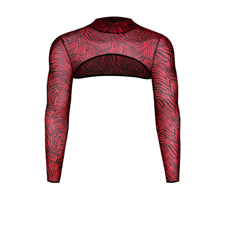 Crop top tulle zébré rouge et noir - Regnes