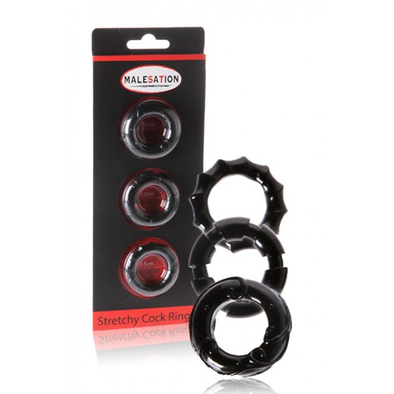 Set 3 cockrings Stretchy - Malesation