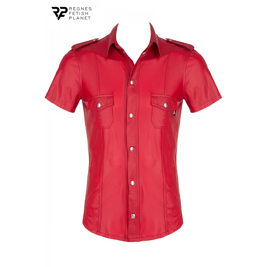 Chemise manches courtes wetlook rouge Carlo - Regnes
