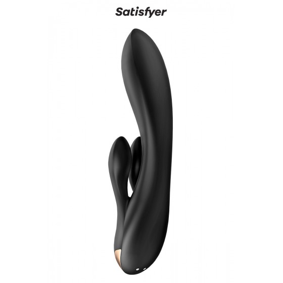 Vibro Rabbit connecté Double Flex noir - Satisfyer