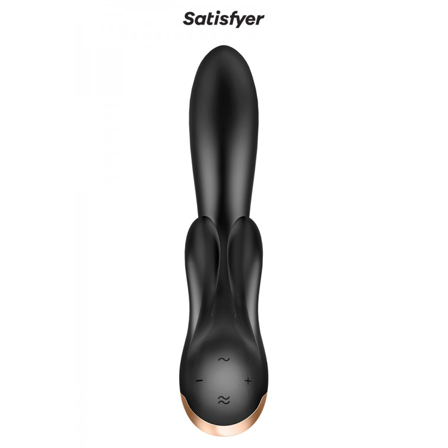 Vibro Rabbit connecté Double Flex noir - Satisfyer