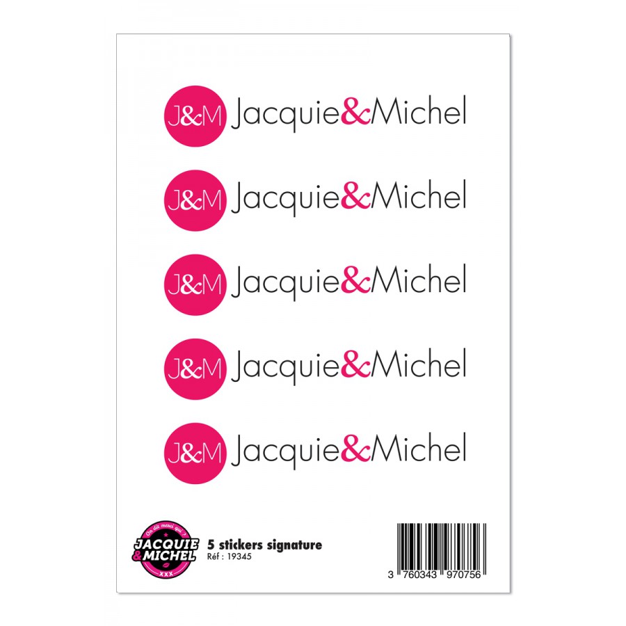 5 stickers Jacquie et Michel signature 5 stickers Jacquie et Michel signature